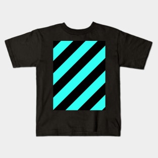 Black and Tiffany Blue Stripes Kids T-Shirt